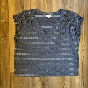 LOFT Women's Navy Striped Short Sleeve Tee